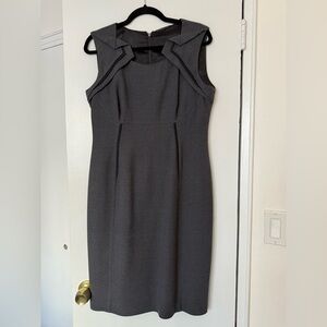 Elie Tahari Gray Structured Midi Dress